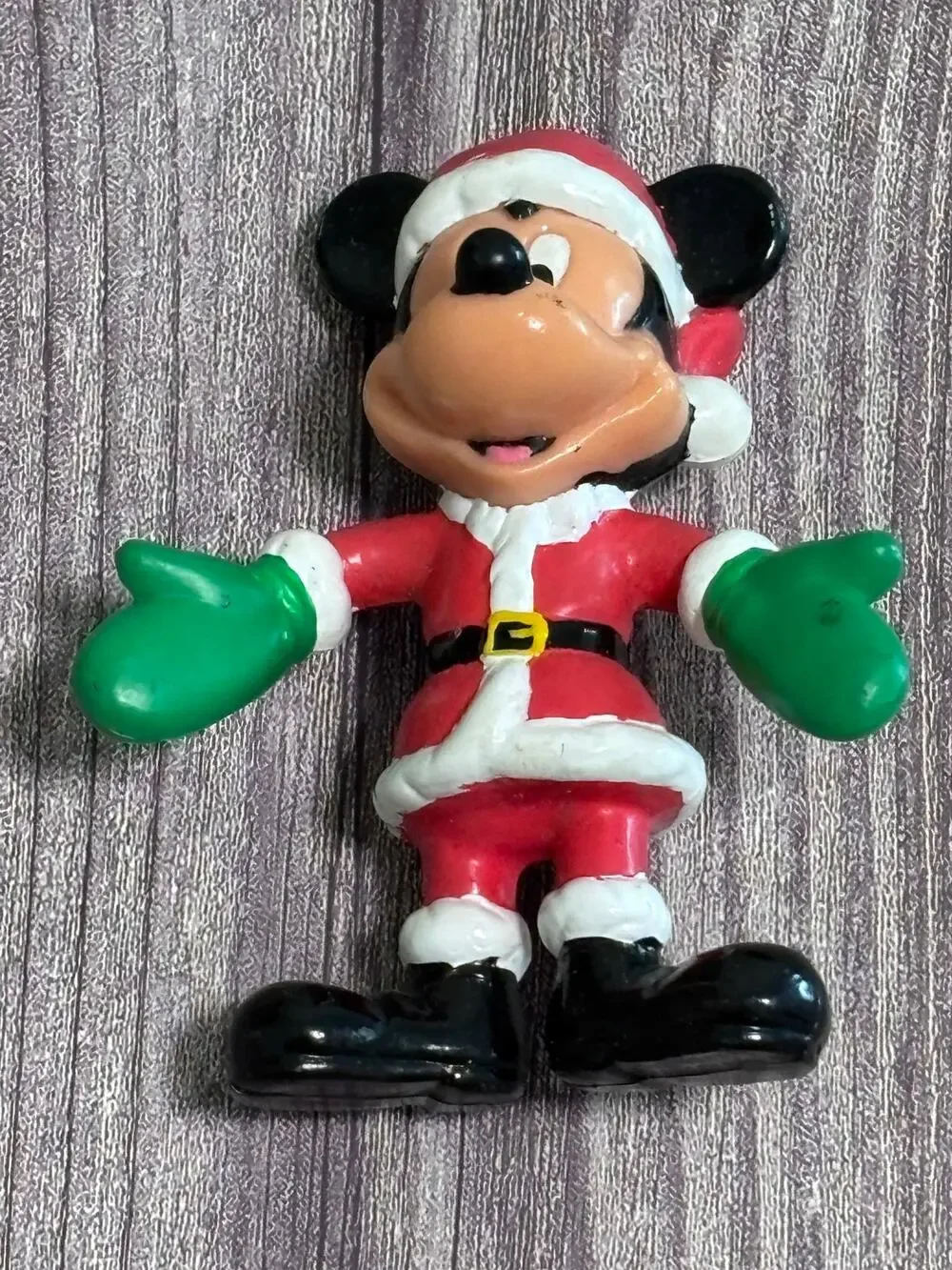 Vintage 1990s Disney Bendable PVC Mickey Mouse Christmas Figure 3.5